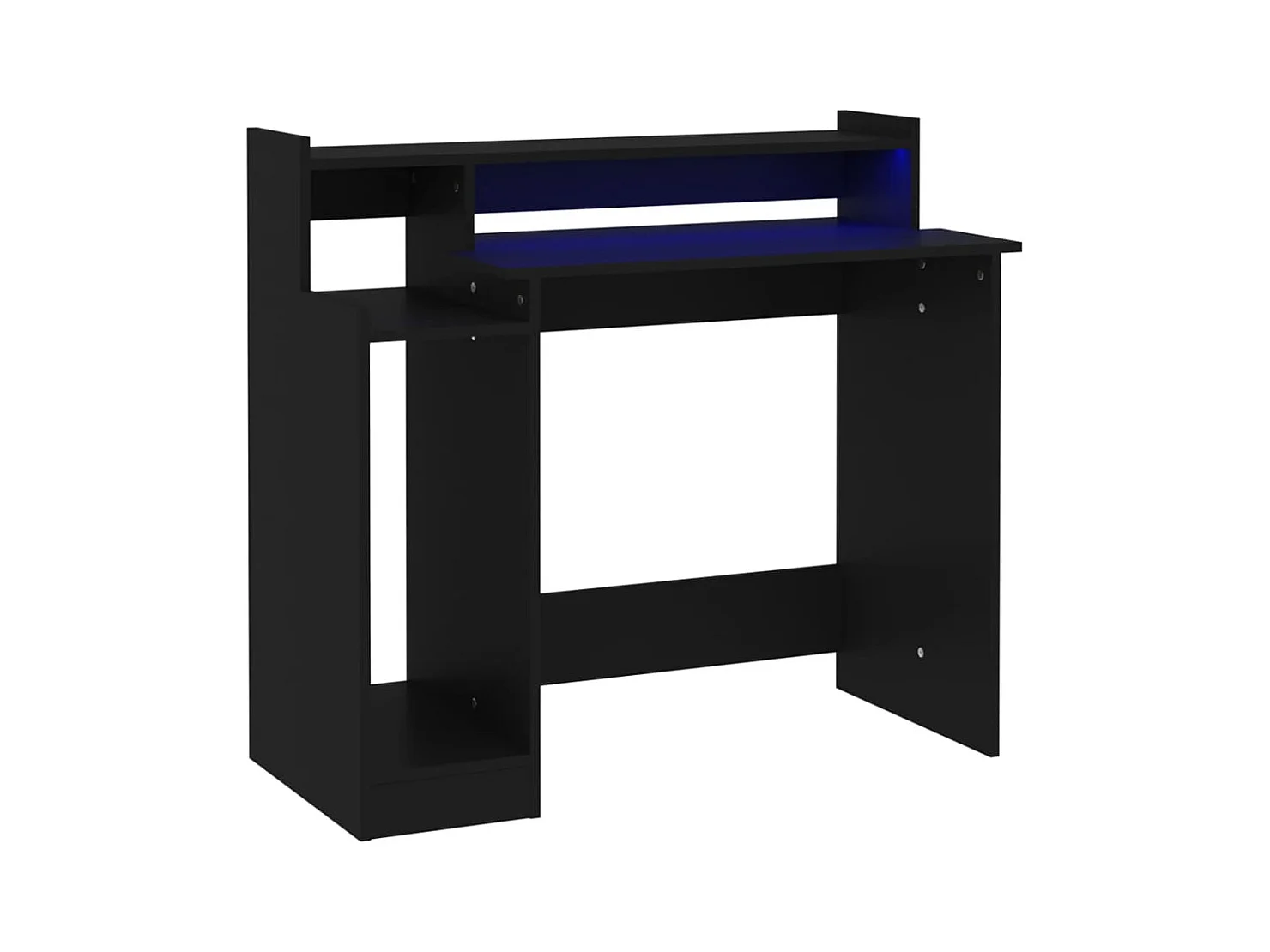 Bureau avec lumières LED noir 97x45x90 bois d'ingénierie