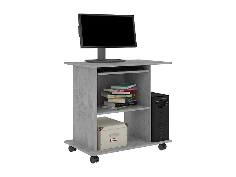 Bureau d'ordinateur Gris béton 80x50x75