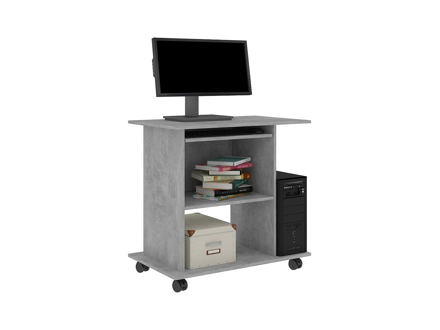 Bureau d'ordinateur Gris béton 80x50x75