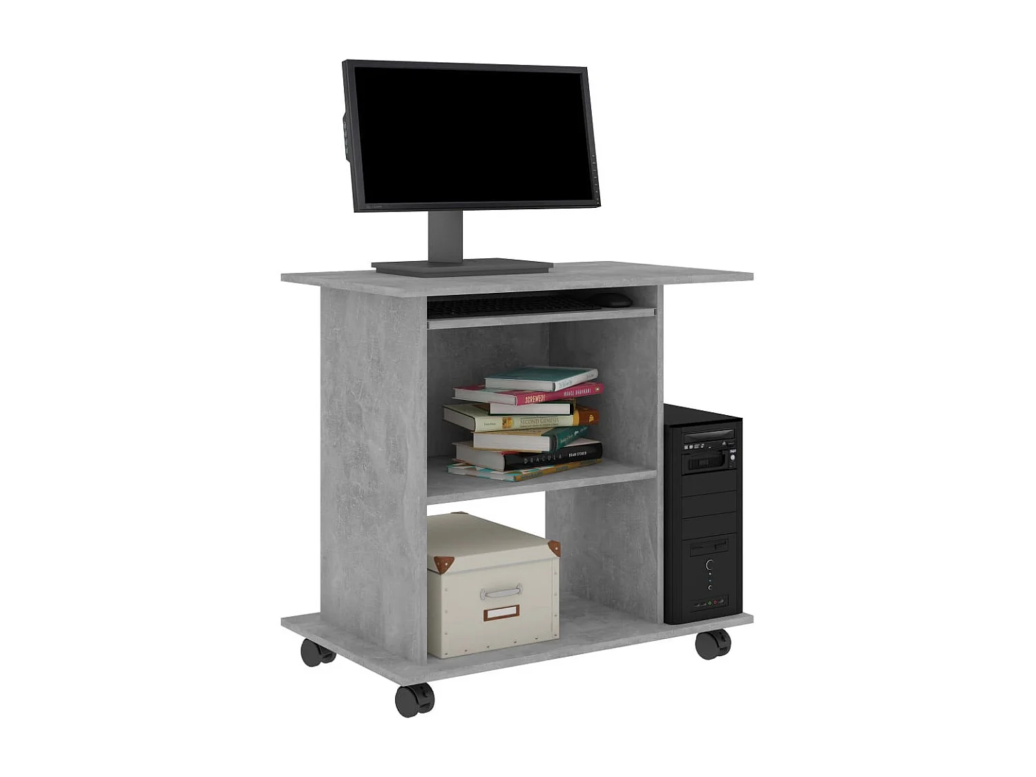 Bureau d'ordinateur Gris béton 80x50x75