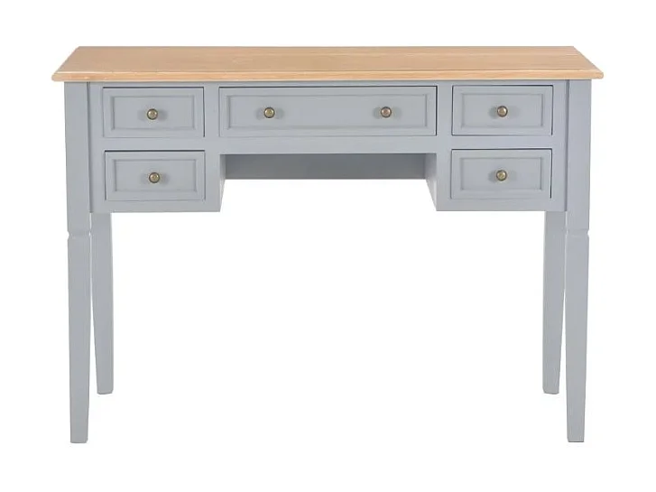 Bureau 5 tiroirs bois clair et pin massif gris Dean