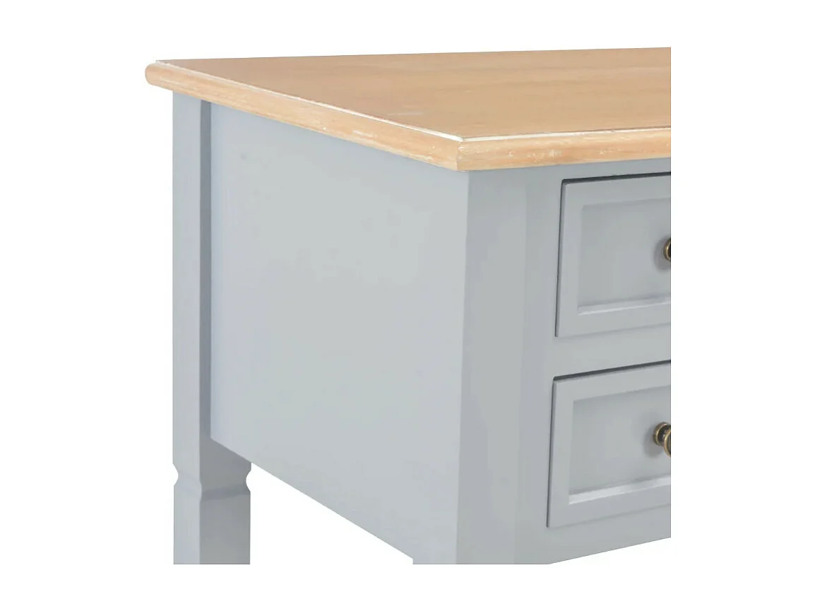 Bureau 5 tiroirs bois clair et pin massif gris Dean