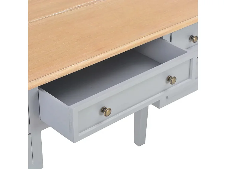 Bureau 5 tiroirs bois clair et pin massif gris Dean