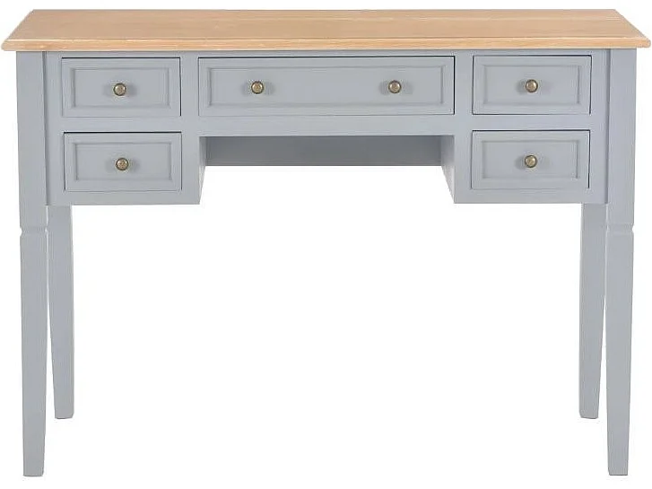 Bureau 5 tiroirs bois clair et pin massif gris Dean