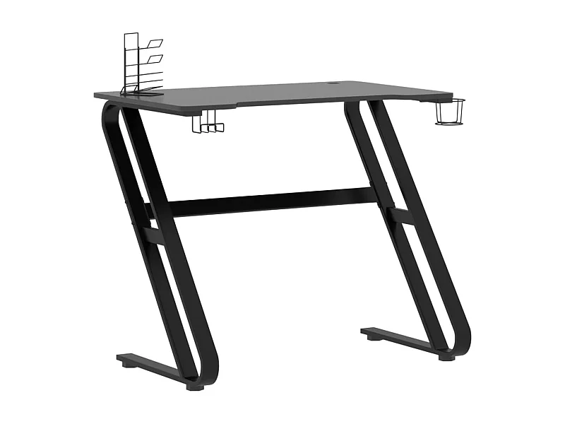 Bureau de jeu avec pieds en forme de ZZ Noir 90x60x75