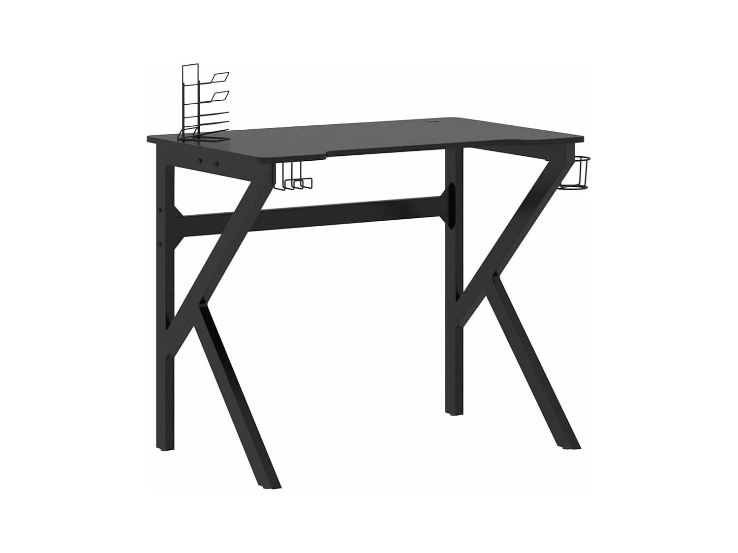 Gamingbureau met K-vormige poten 90x60x75 cm zwart