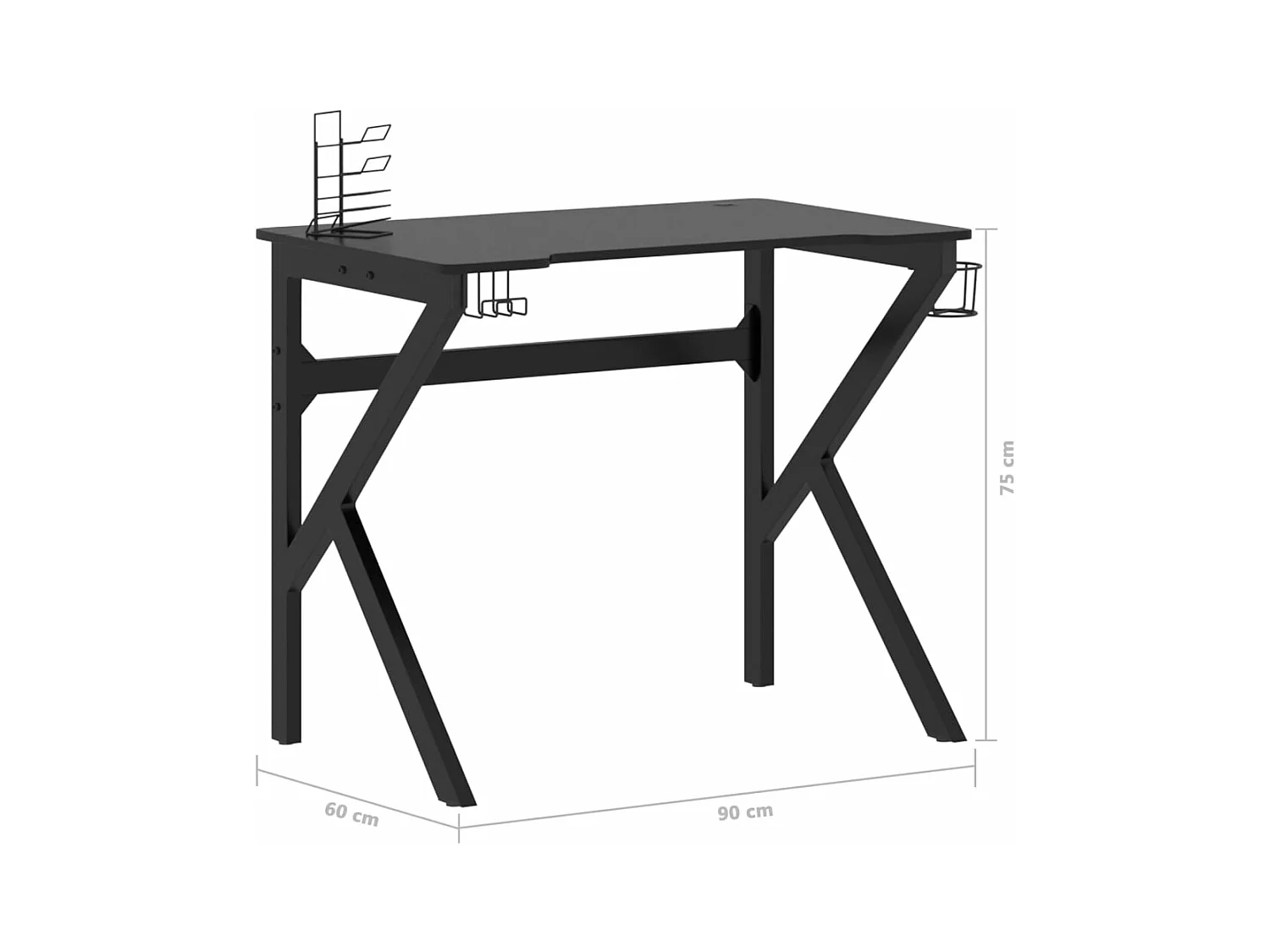 Bureau de jeu avec pieds en forme de K Noir 90x60x75
