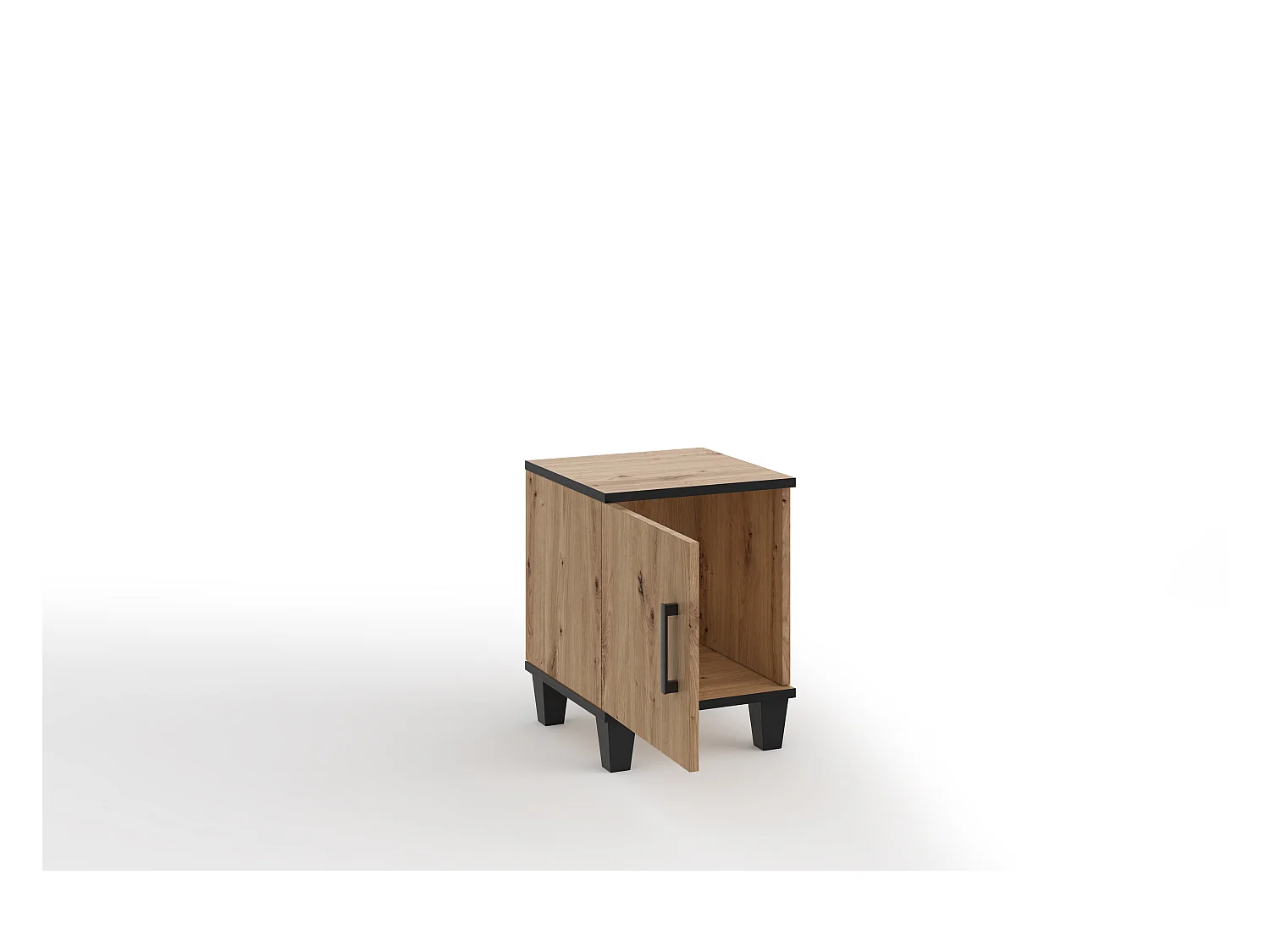 Nachttisch Vanessa Nachtkommode Nachtschrank Schlafzimmer ( eiche Artisan und schwarz )