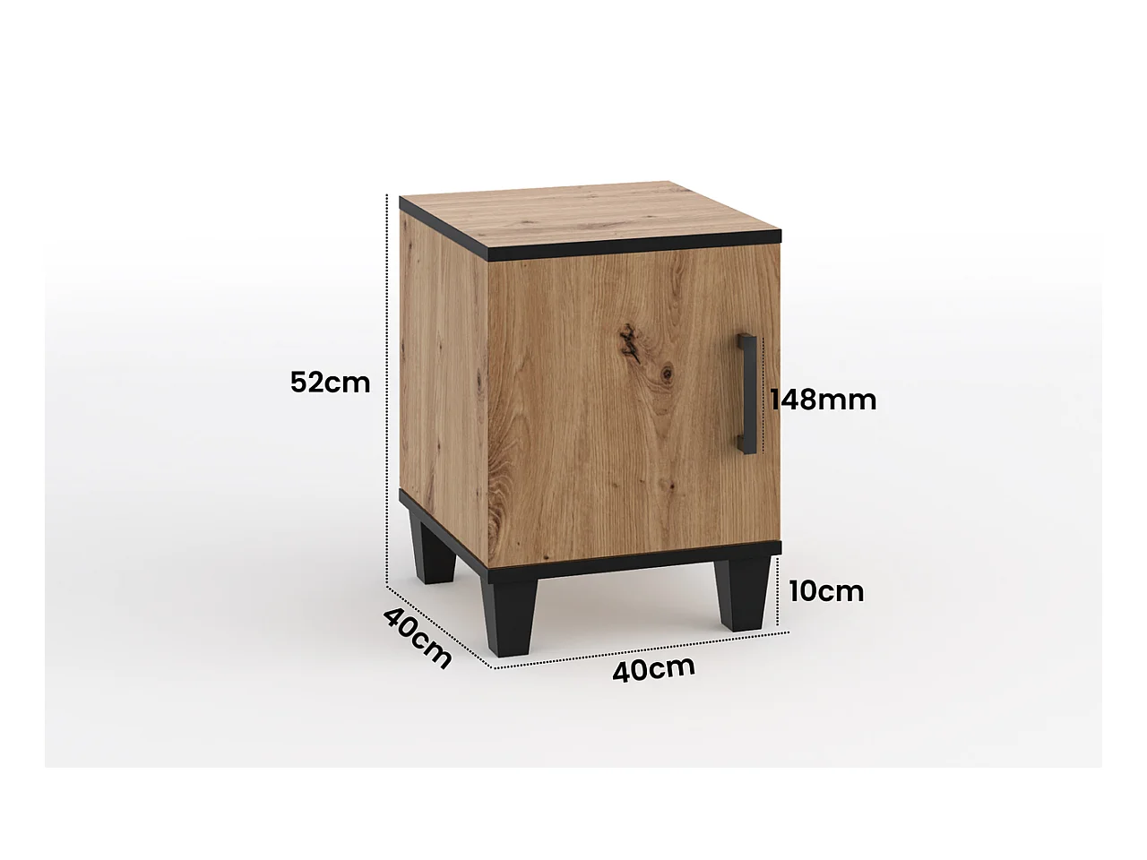 Nachttisch Vanessa Nachtkommode Nachtschrank Schlafzimmer ( eiche Artisan und schwarz )