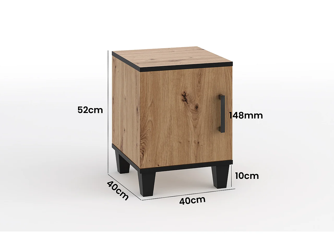 Nachttisch Vanessa Nachtkommode Nachtschrank Schlafzimmer ( eiche Artisan und schwarz )