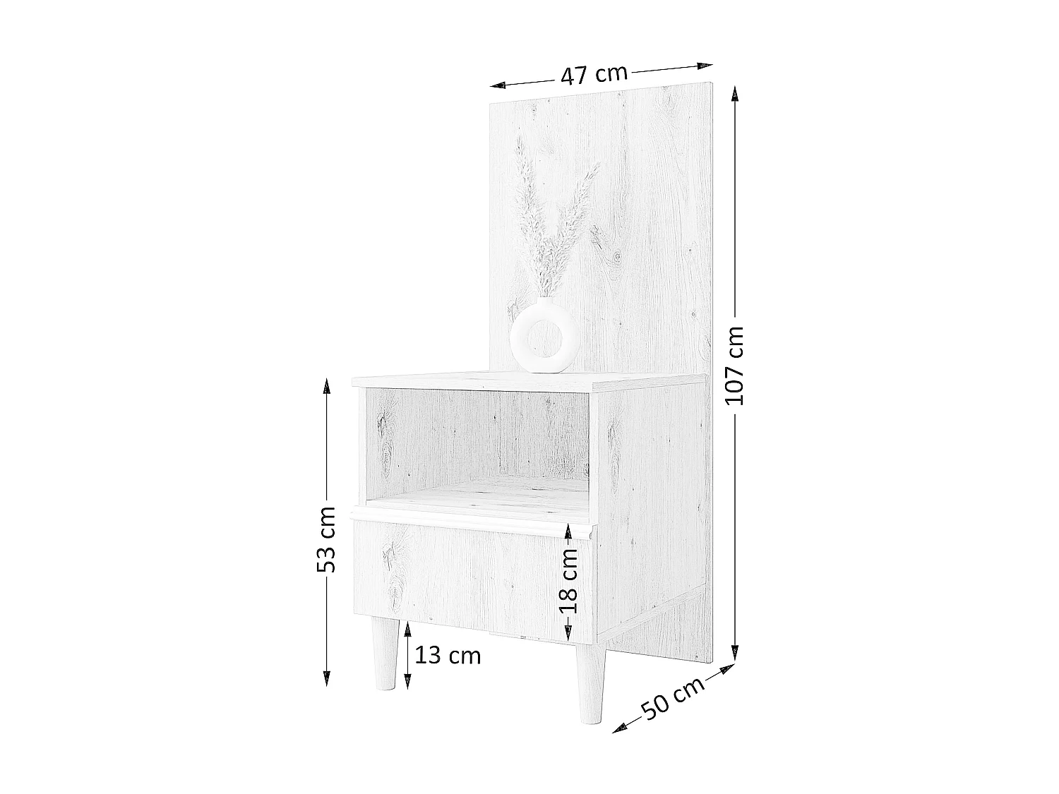 Nachttisch Luk mit Schublade mit Füßen Nachtkommode Nachtschrank Schlafzimmer (grau)