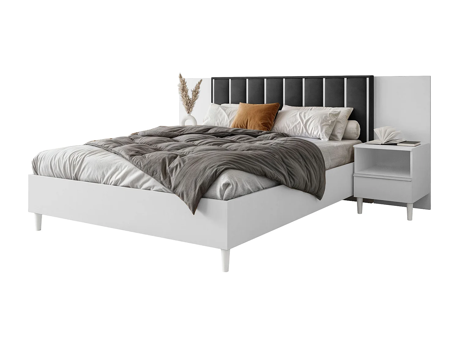 Nachttisch Luk mit Schublade mit Füßen Nachtkommode Nachtschrank Schlafzimmer (weiß)