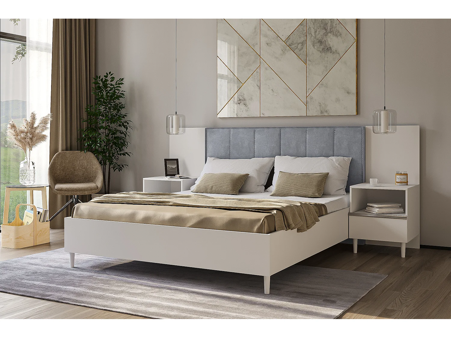 Nachttisch Luk mit Schublade mit Füßen Nachtkommode Nachtschrank Schlafzimmer (weiß)