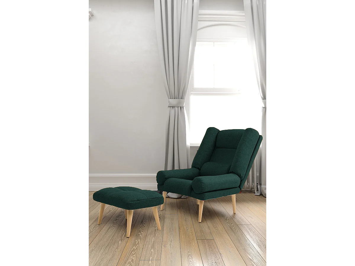 Liegesessel Sessel Relaxsessel Lola mit Fußhocker Rückenlehne 5-stufig einstellbar Farbe: Samoa 06 waldgrün