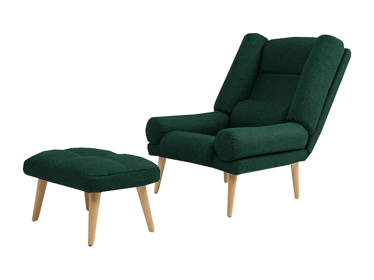 Liegesessel Sessel Relaxsessel Lola mit Fußhocker Rückenlehne 5-stufig einstellbar Farbe: Samoa 06 waldgrün