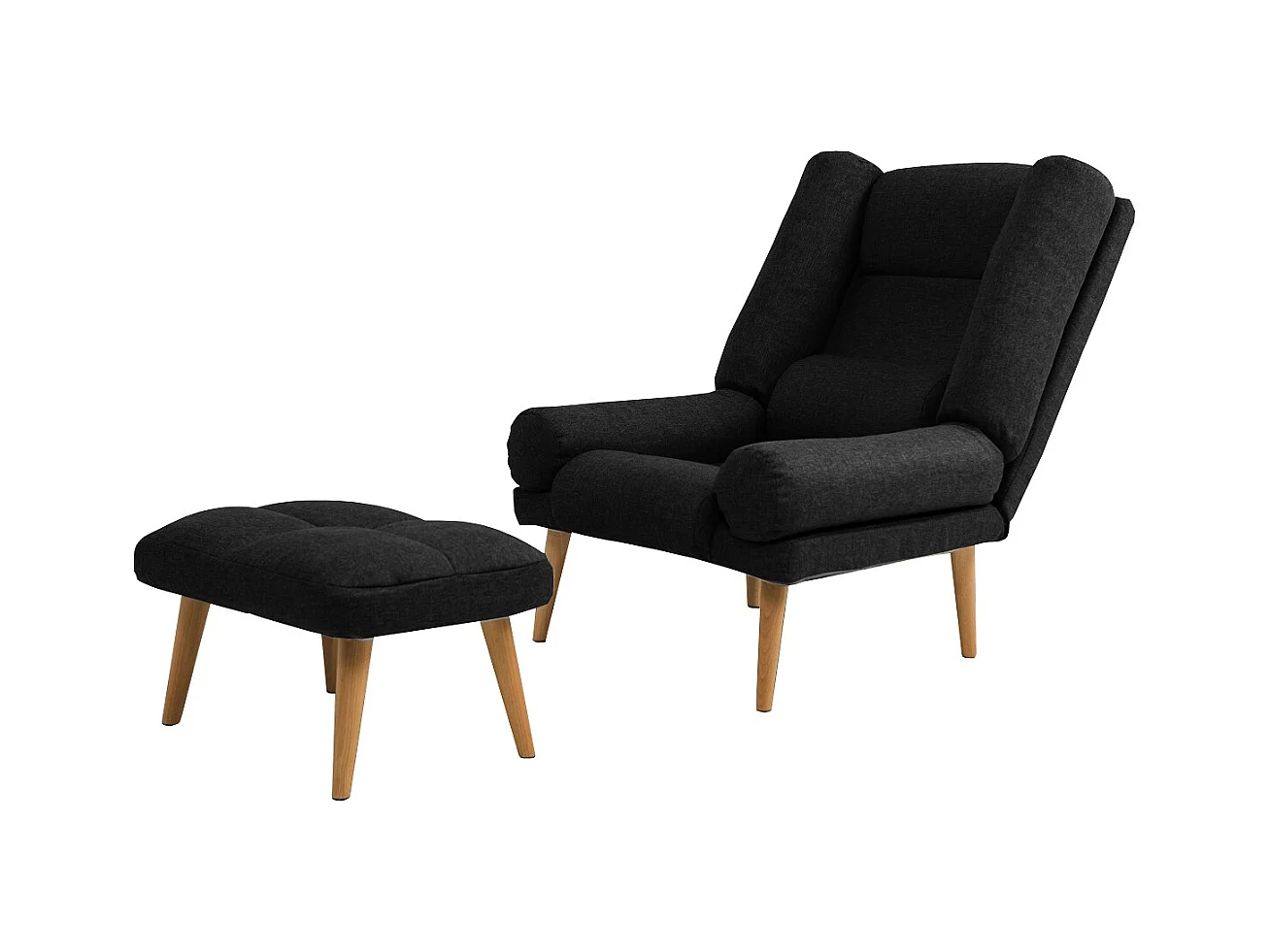 Liegesessel Sessel Relaxsessel Lola mit Fußhocker Rückenlehne 5-stufig einstellbar Farbe: Falcone 14 - schwarz