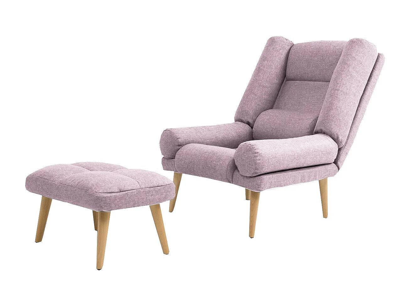 Liegesessel Sessel Relaxsessel Lola mit Fußhocker Rückenlehne 5-stufig einstellbar Farbe: Samoa 10 - puderrosa