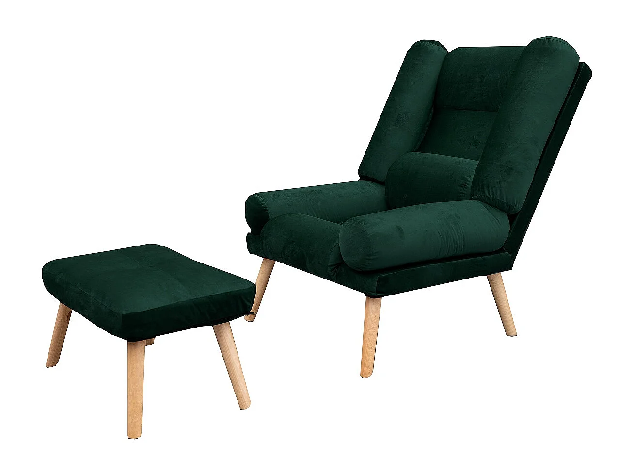 Liegesessel Sessel Relaxsessel Lola mit Fußhocker Rückenlehne 5-stufig einstellbar Farbe: Amor Velvet 4311 - dunkelgrün