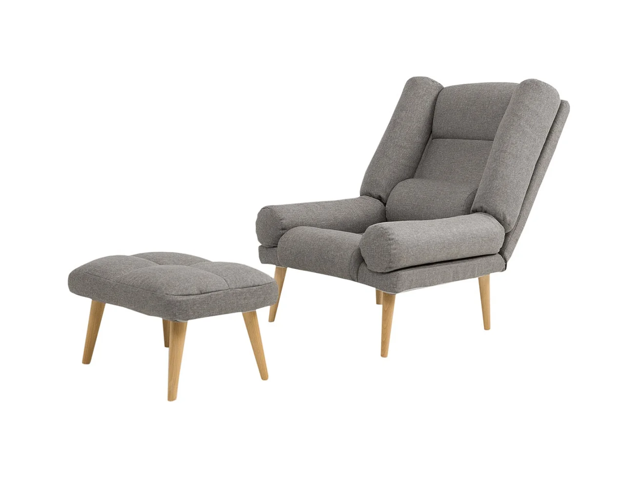 Liegesessel Sessel Relaxsessel Lola mit Fußhocker Rückenlehne 5-stufig einstellbar Farbe: Falcone 21 - hellgaru