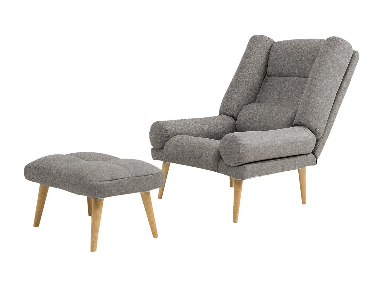 Liegesessel Sessel Relaxsessel Lola mit Fußhocker Rückenlehne 5-stufig einstellbar Farbe: Falcone 21 - hellgaru