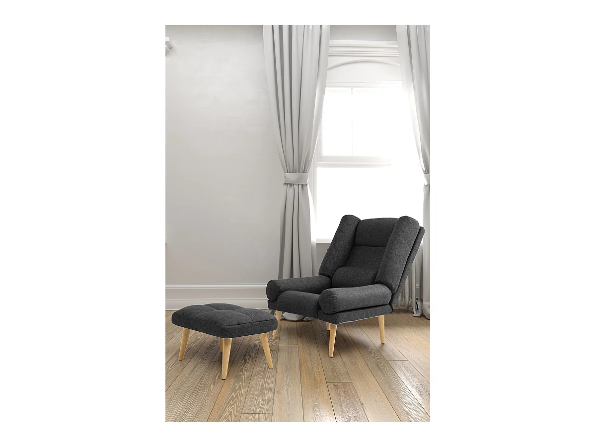 Liegesessel Sessel Relaxsessel Lola mit Fußhocker Rückenlehne 5-stufig einstellbar Farbe: Falcone 68 - grau