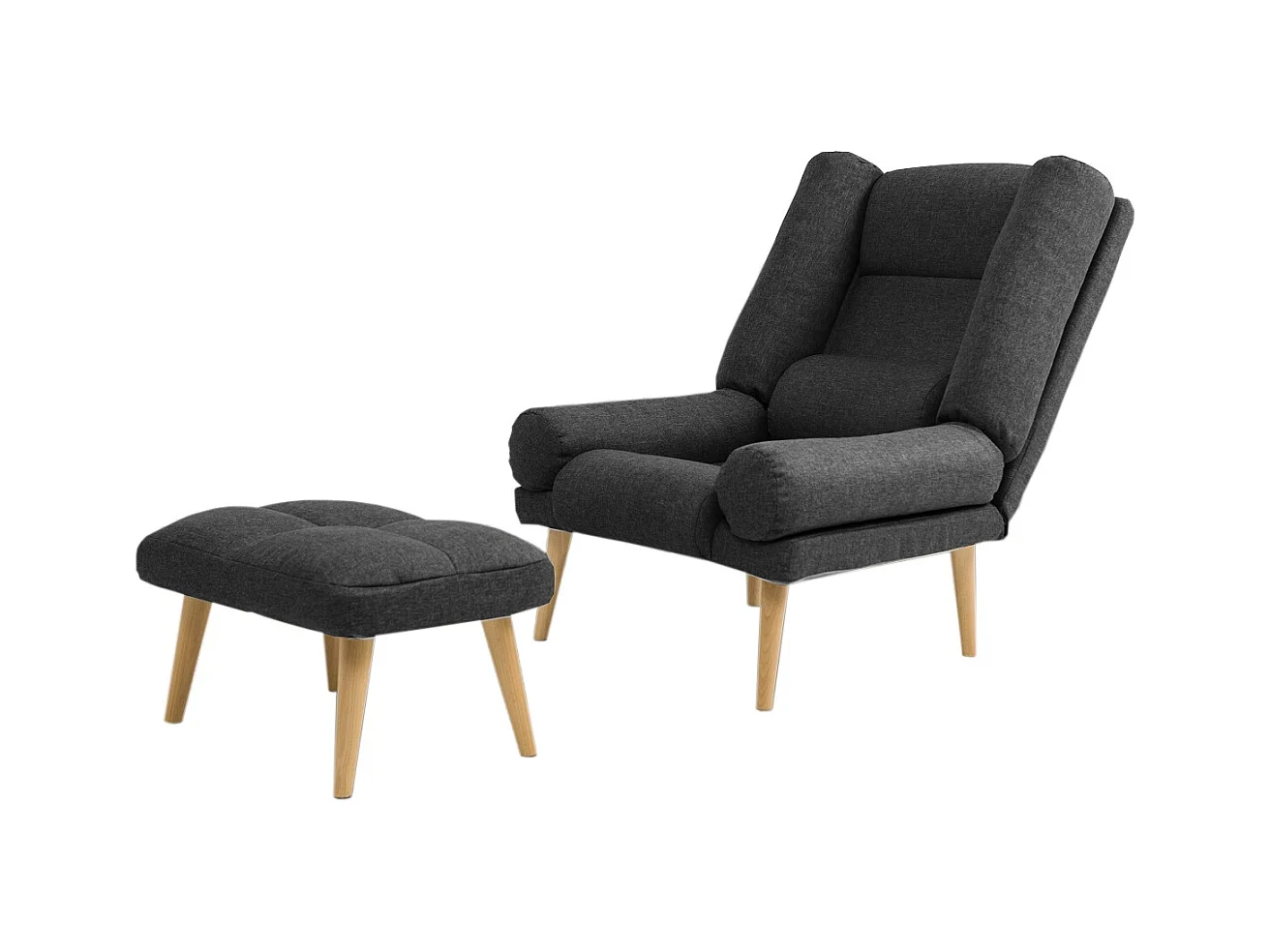 Liegesessel Sessel Relaxsessel Lola mit Fußhocker Rückenlehne 5-stufig einstellbar Farbe: Falcone 68 - grau