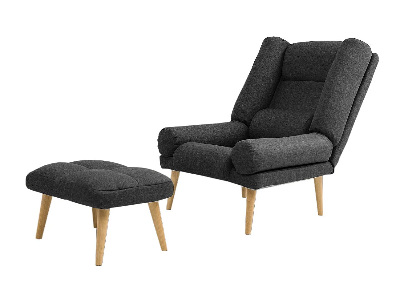 Liegesessel Sessel Relaxsessel Lola mit Fußhocker Rückenlehne 5-stufig einstellbar Farbe: Falcone 68 - grau