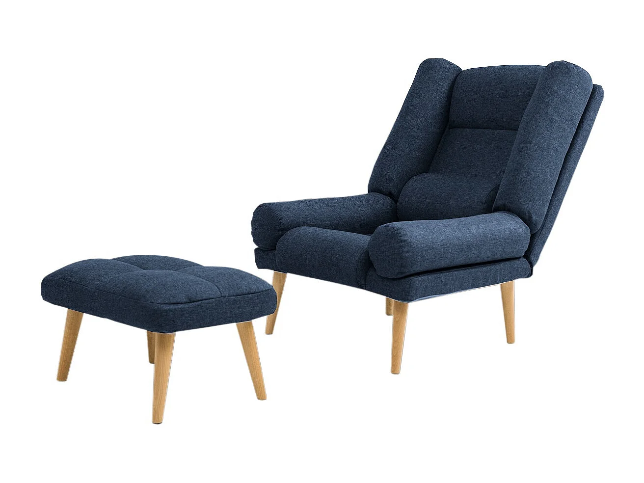 Liegesessel Sessel Relaxsessel Lola mit Fußhocker Rückenlehne 5-stufig einstellbar Farbe: Falcone 80 - dunkelblau