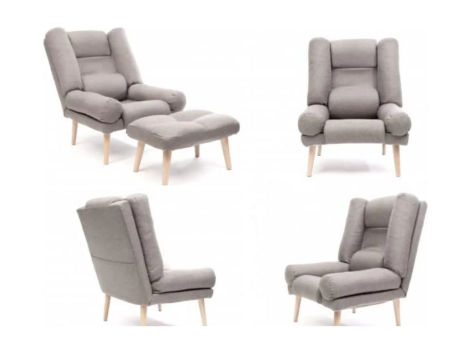 Liegesessel Sessel Relaxsessel Lola mit Fußhocker Rückenlehne 5-stufig einstellbar Farbe: Falcone 80 - dunkelblau