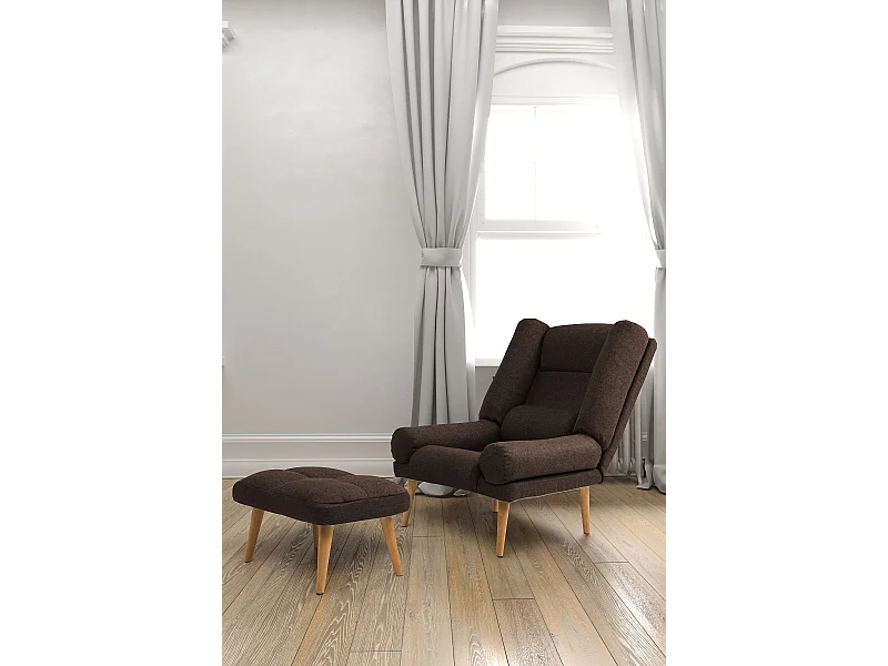 Liegesessel Sessel Relaxsessel Lola mit Fußhocker Rückenlehne 5-stufig einstellbar Farbe: Falcone 16 - braun