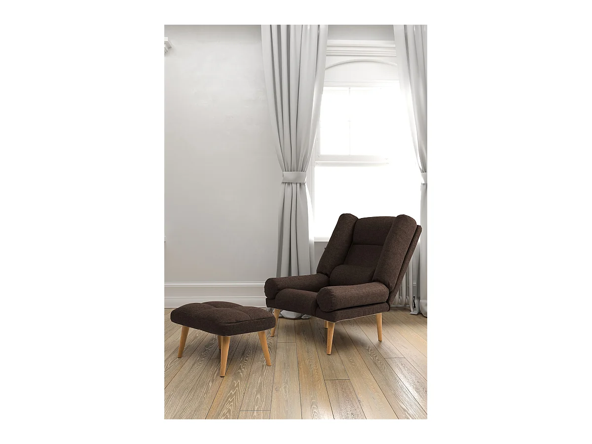 Liegesessel Sessel Relaxsessel Lola mit Fußhocker Rückenlehne 5-stufig einstellbar Farbe: Falcone 16 - braun