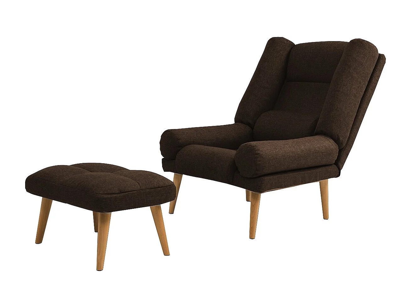 Liegesessel Sessel Relaxsessel Lola mit Fußhocker Rückenlehne 5-stufig einstellbar Farbe: Falcone 16 - braun