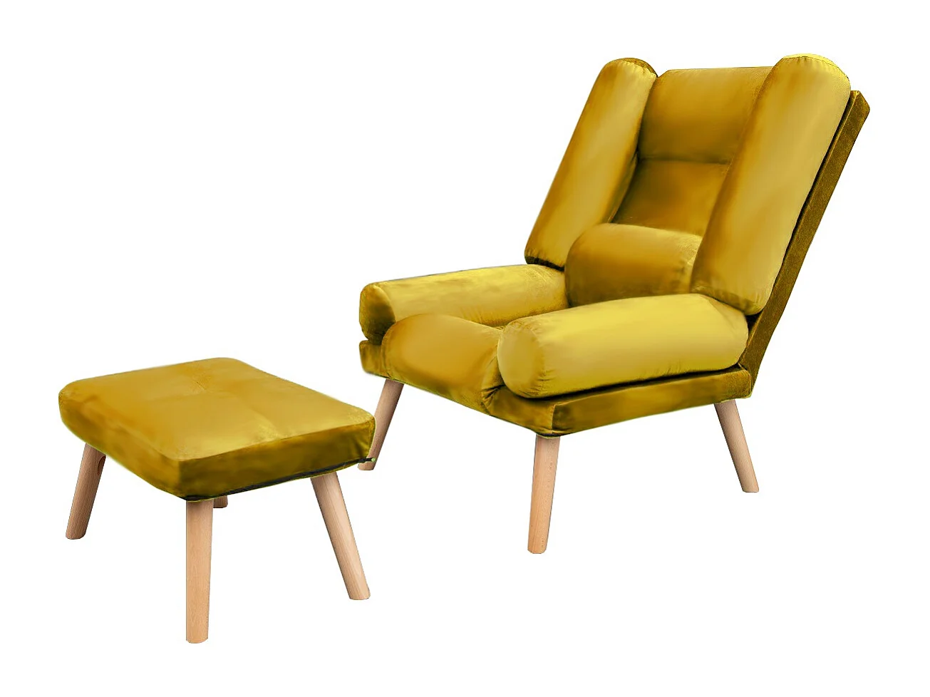 Liegesessel Sessel Relaxsessel Lola mit Fußhocker Rückenlehne 5-stufig einstellbar Farbe: Solo 257 - gelb