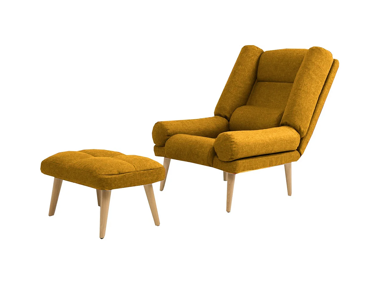 Liegesessel Sessel Relaxsessel Lola mit Fußhocker Rückenlehne 5-stufig einstellbar Farbe: Samoa 05 - dunkelgelb