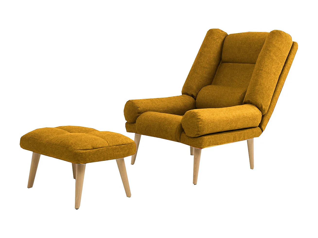 Liegesessel Sessel Relaxsessel Lola mit Fußhocker Rückenlehne 5-stufig einstellbar Farbe: Samoa 05 - dunkelgelb