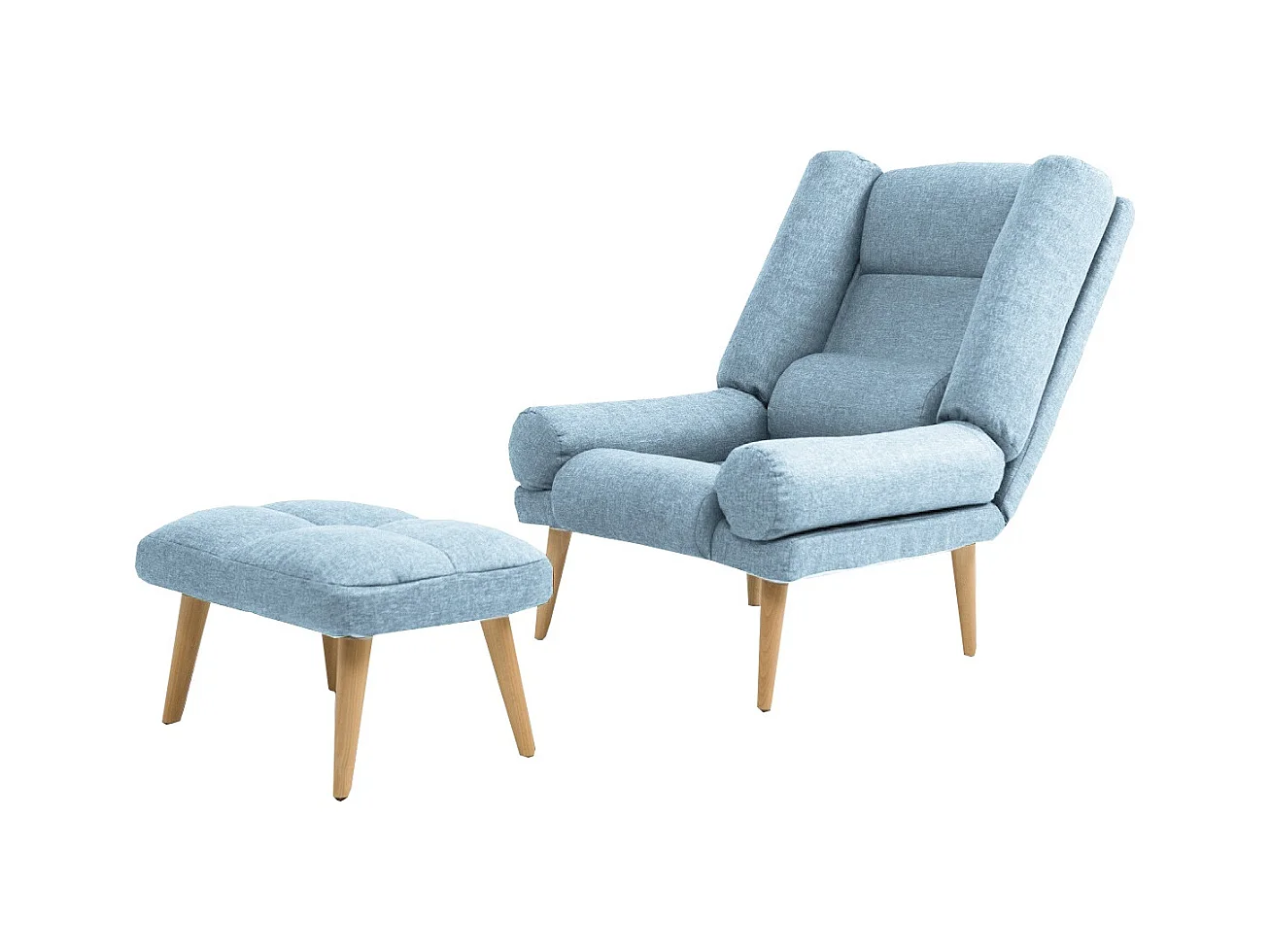 Liegesessel Sessel Relaxsessel Lola mit Fußhocker Rückenlehne 5-stufig einstellbar Farbe: Samoa 08 - hellblau