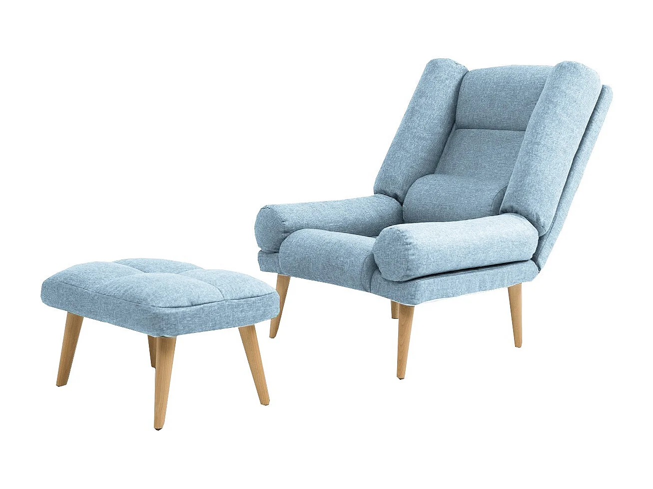 Liegesessel Sessel Relaxsessel Lola mit Fußhocker Rückenlehne 5-stufig einstellbar Farbe: Samoa 08 - hellblau