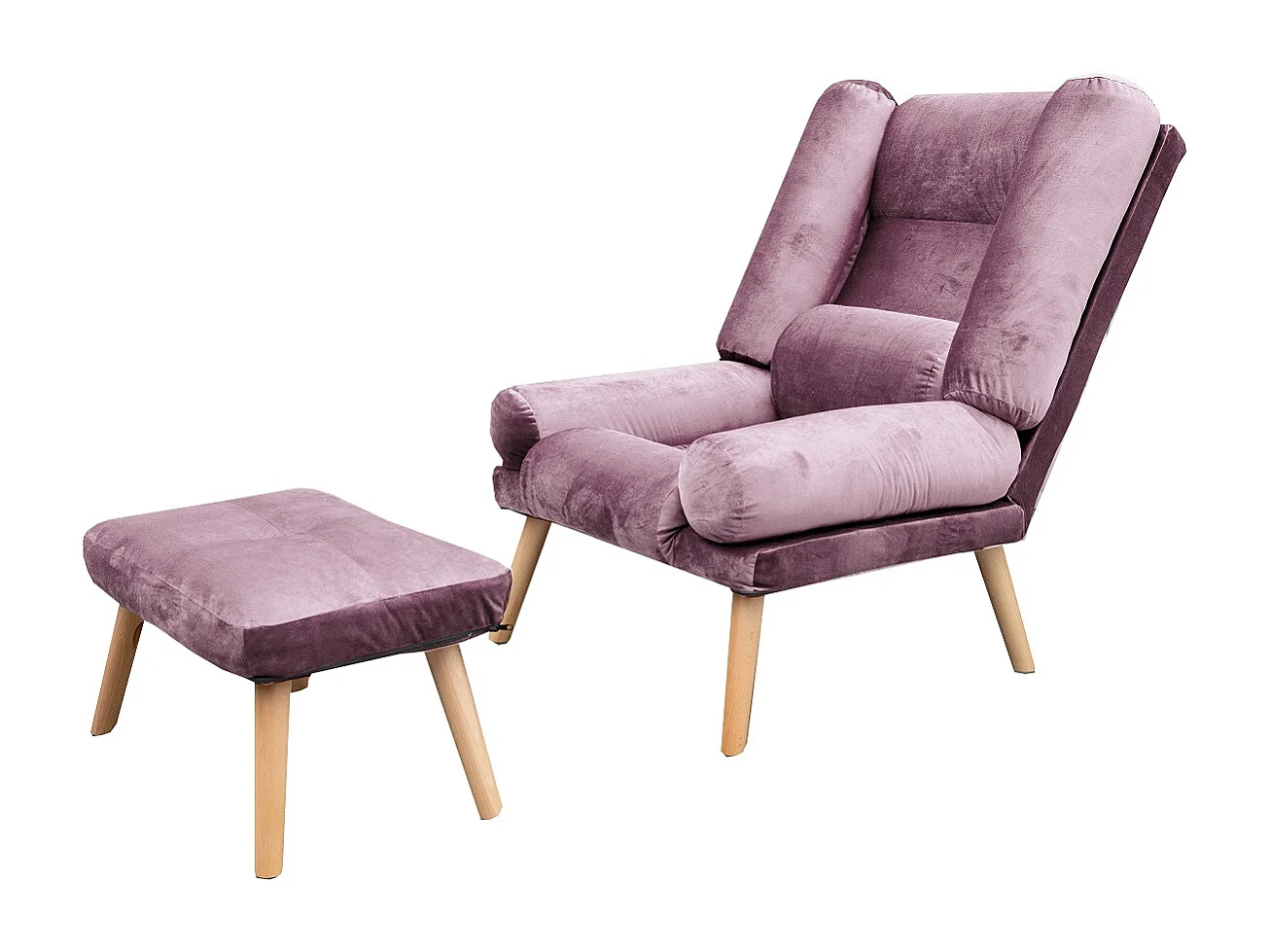 Liegesessel Sessel Relaxsessel Lola mit Fußhocker Rückenlehne 5-stufig einstellbar Farbe: Amor Velvet 4308 - rosa