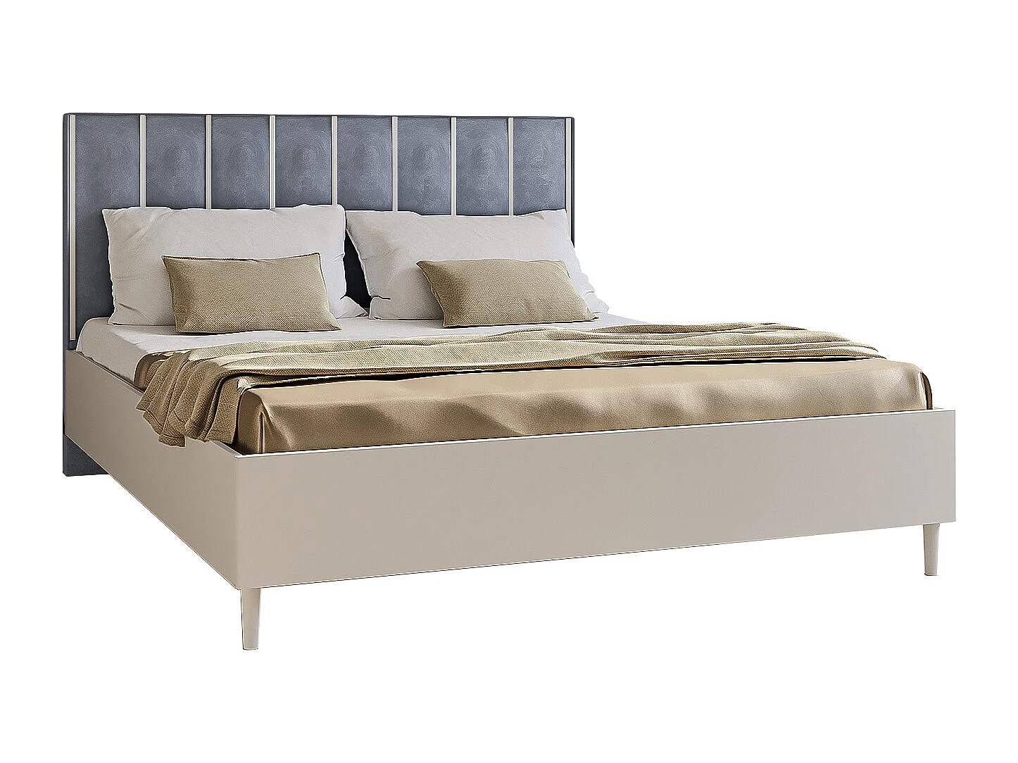Doppelbett Luk I 160 x 200 cm ohne Matratze Bett mit Lattenrost Jugendbett Kopfteil mit Bettkasten ohne Nachttisch (weiß, Jasmine 90 - grau)