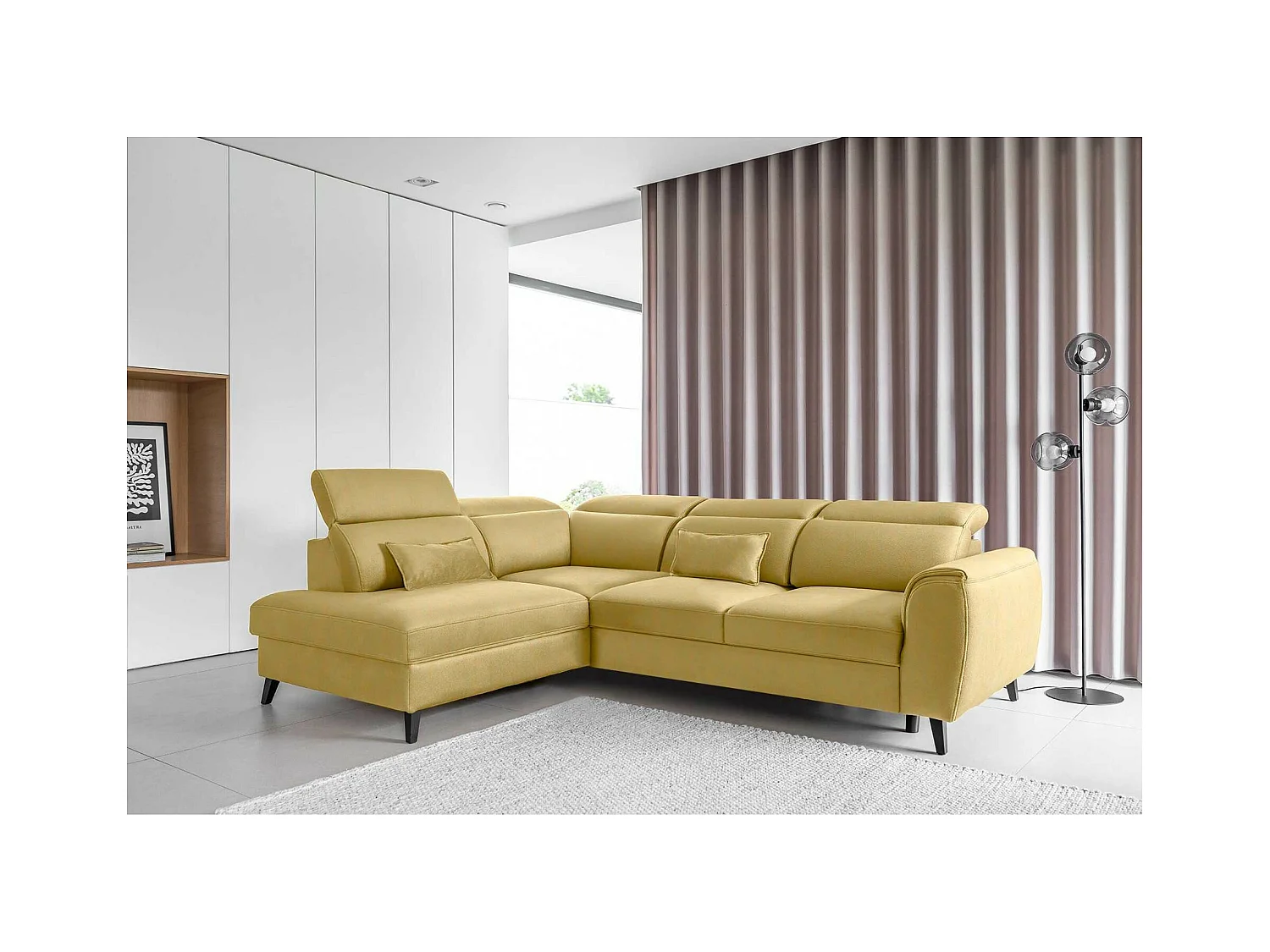 Canapé Corner Dino R/revêtement tissu/Jaune