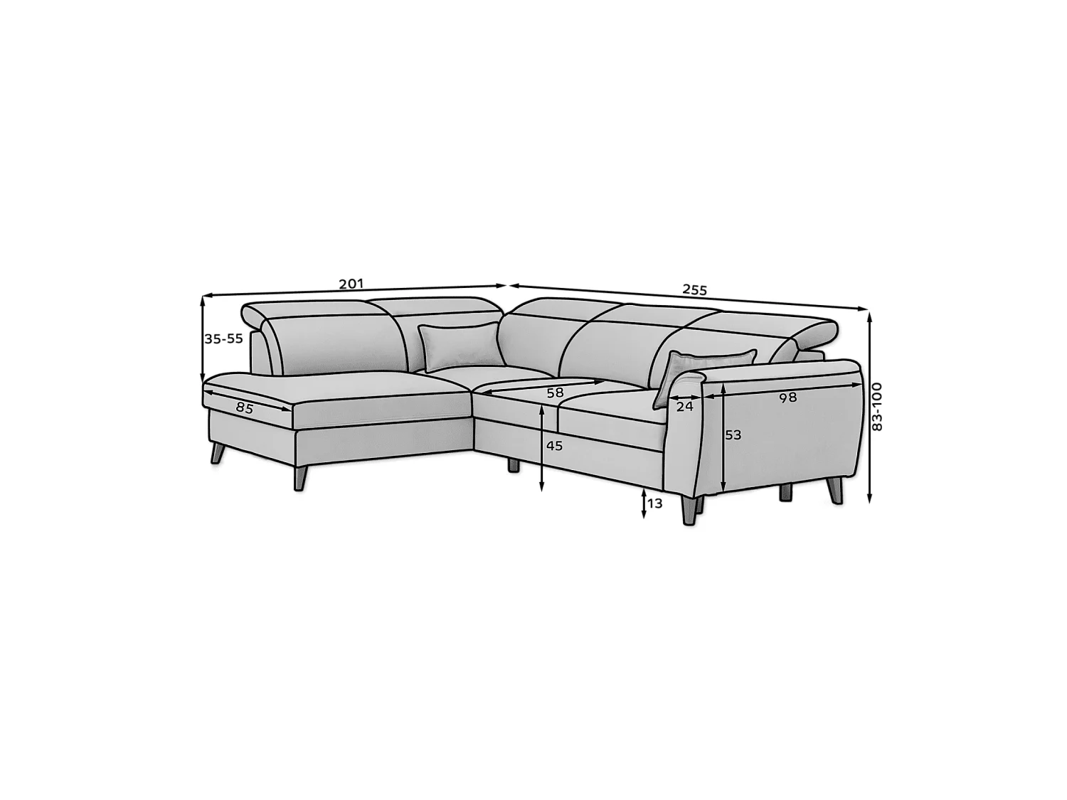 Canapé Corner Dino R/revêtement tissu/Jaune