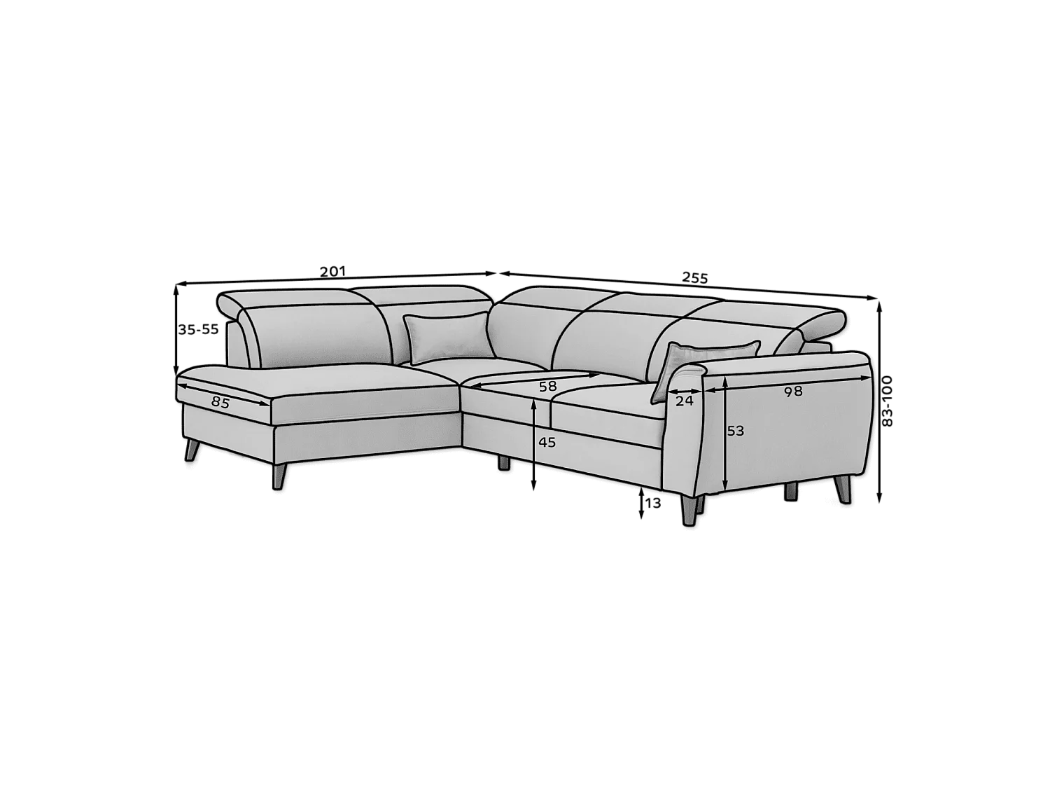 Canapé Corner Dino R/revêtement tissu/Jaune