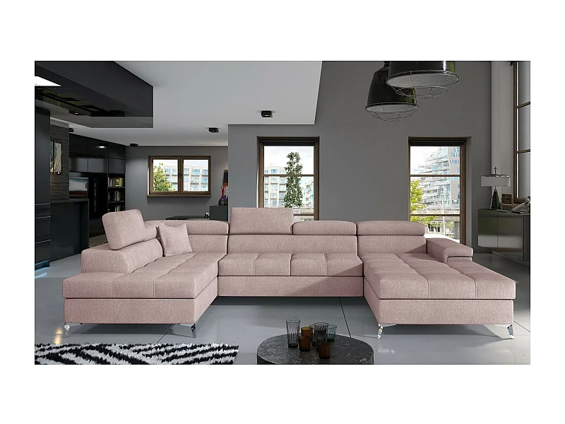 Divano d'angolo Perano UL/rivestimento in tessut/Rosa