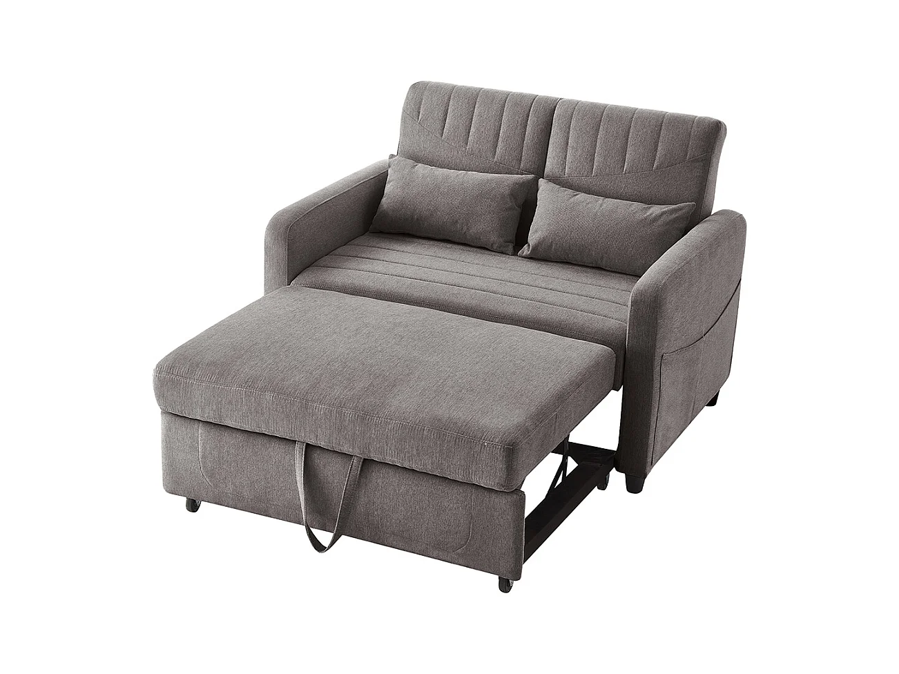 Canapé double pliant, design pliant, dossier réglable, tissu coton et lin,gris