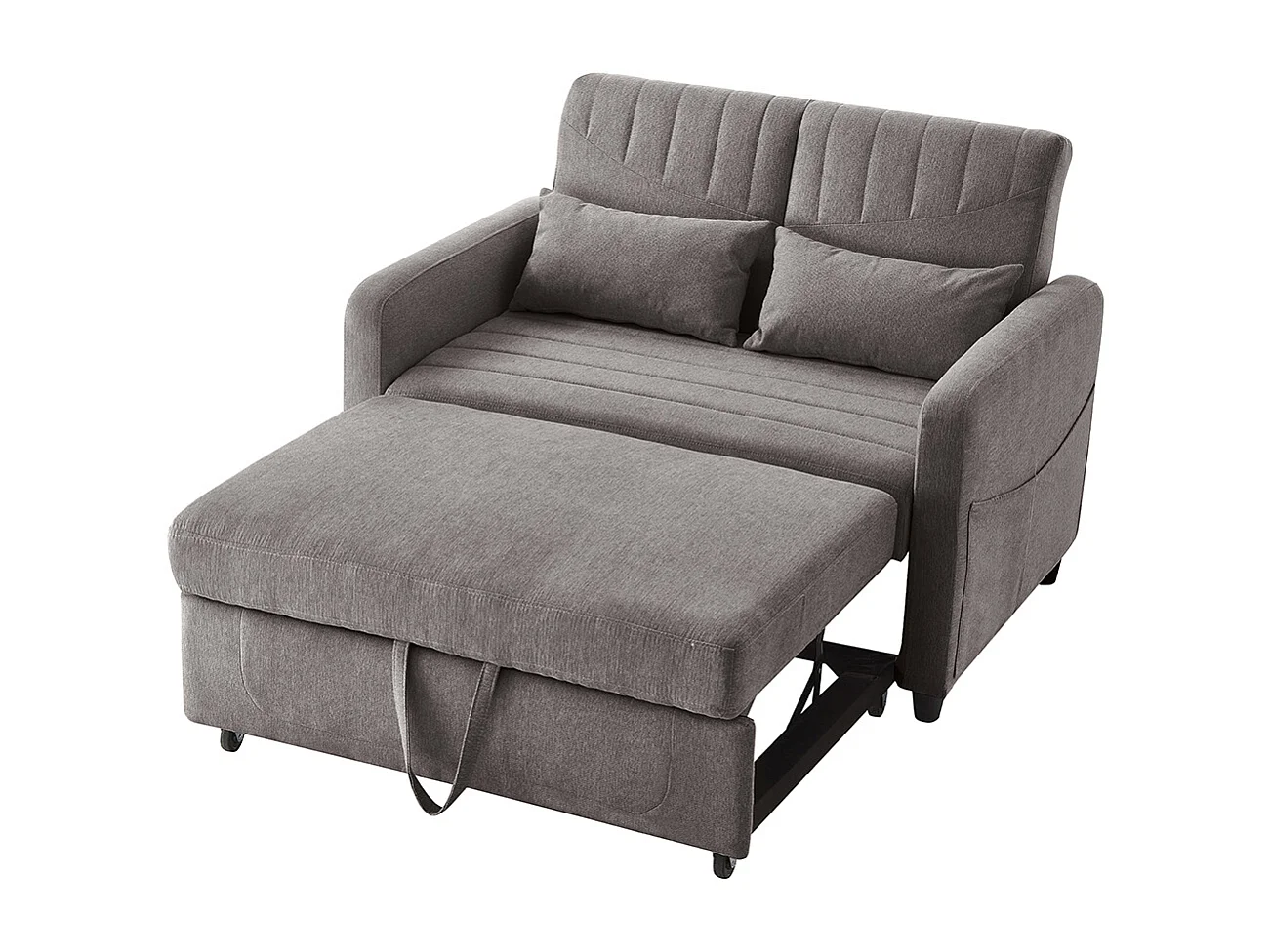 Canapé double pliant, design pliant, dossier réglable, tissu coton et lin,gris