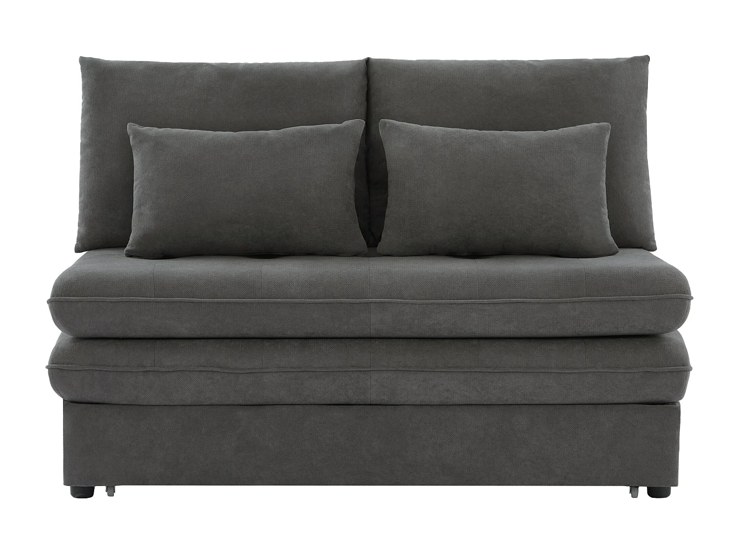 Sofá duplo, sofá-cama, tecido chenille, almofadas grossas, caixa de arrumação extraível, cinzento