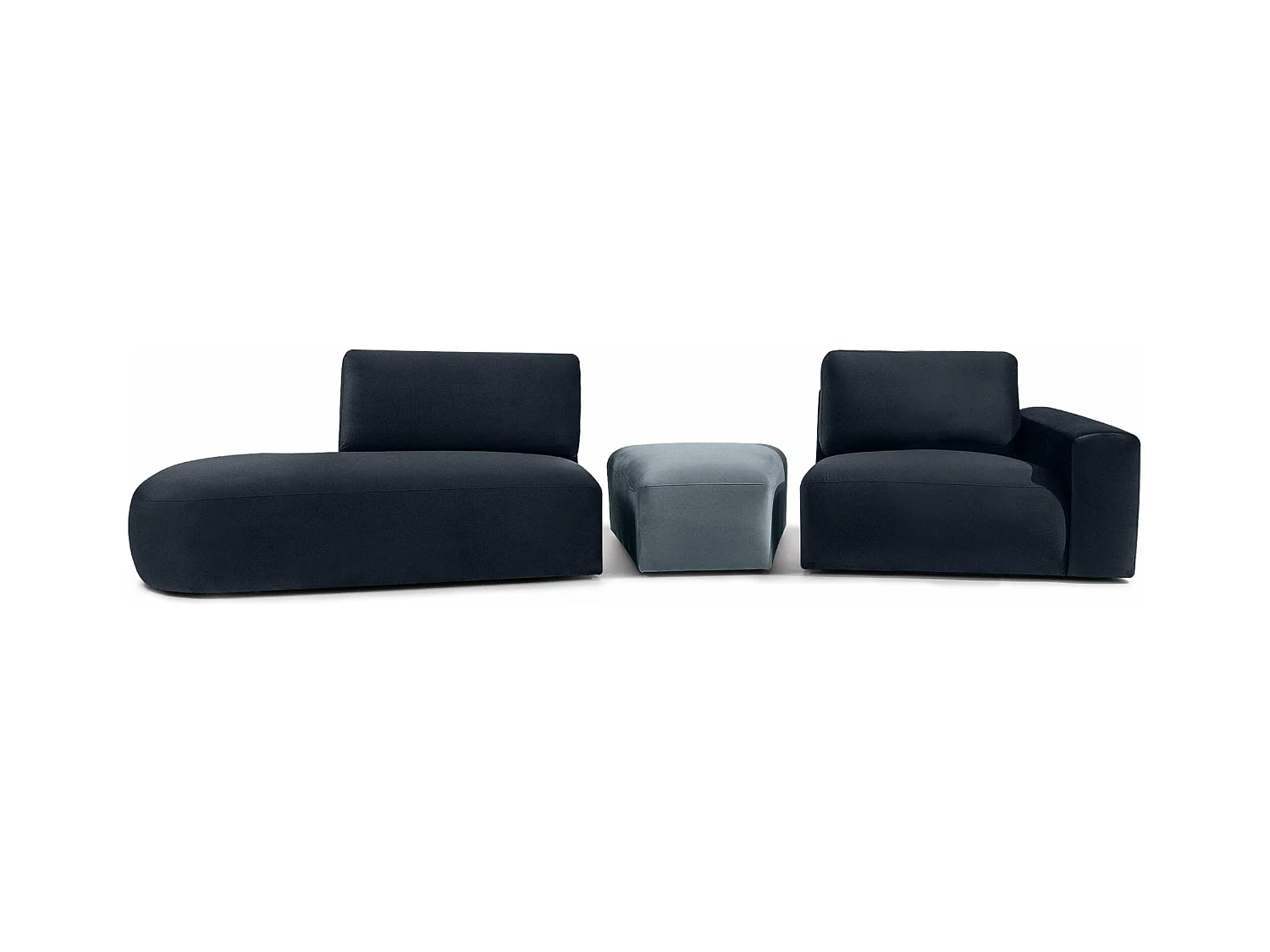 Ecksofa links - modern - ZUCCO - 4-Sitzer - Veloursstoff - Marineblau