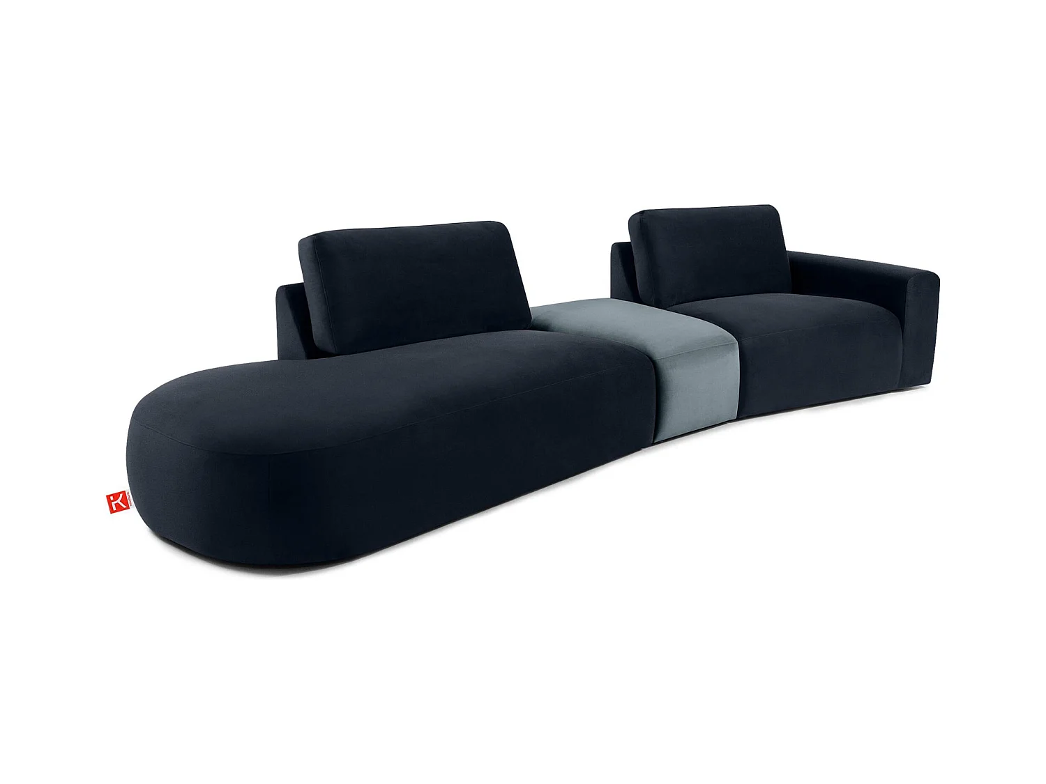 Canapé d'angle moderne gauche - ZUCCO - 4 places - tissu velours - Bleu marine