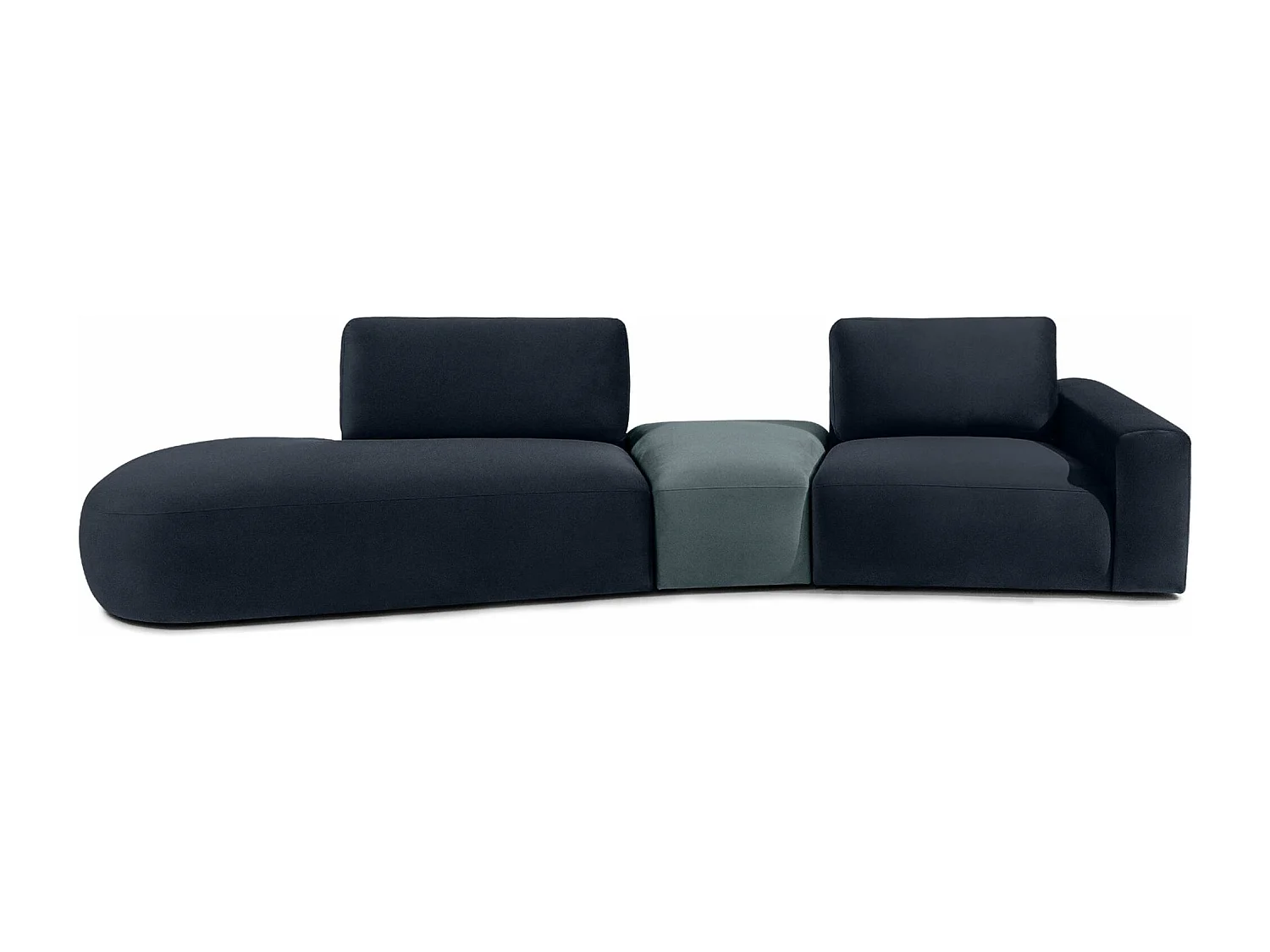 Ecksofa links - modern - ZUCCO - 4-Sitzer - Veloursstoff - Marineblau