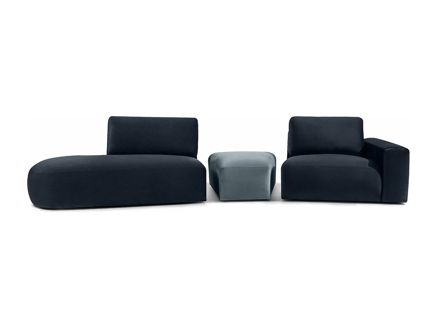 Ecksofa links - modern - ZUCCO - 4-Sitzer - Veloursstoff - Marineblau